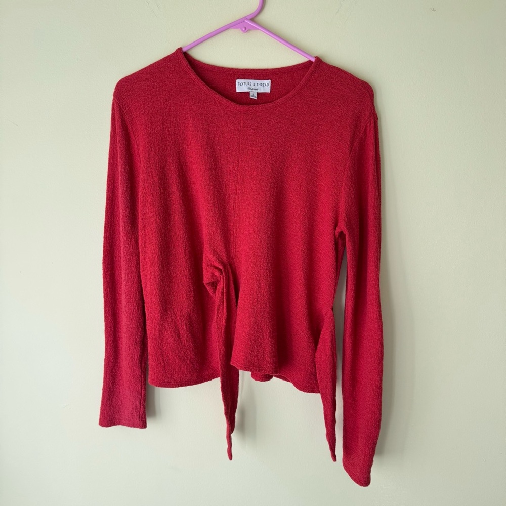 Madewell Texture And Thread Side Tie Top Cotton Red Womens Small Casual Modest - Picture 4 of 10